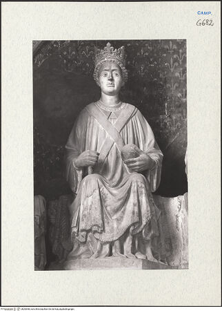 Vorderseite von Courtauld Institute of Art [https://www.deutsche-digitale-bibliothek.de/content/lizenzen/rv-ez/] Grabmal des Königs Ladislaus (gest. 1414)König Ladislaus, Königin Johanna II. und vier Tugenden - Ladislaus, bh283488_recto. Foto.