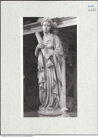 Vorderseite von Courtauld Institute of Art [https://www.deutsche-digitale-bibliothek.de/content/lizenzen/rv-ez/] Grabmal des Königs Ladislaus (gest. 1414)Die Kardinaltugenden (Temperantia, Fortutudo, Prudentia) und Großzügigkeit (Magnanimitas) - Fortitudo, bh283489_recto. Foto.