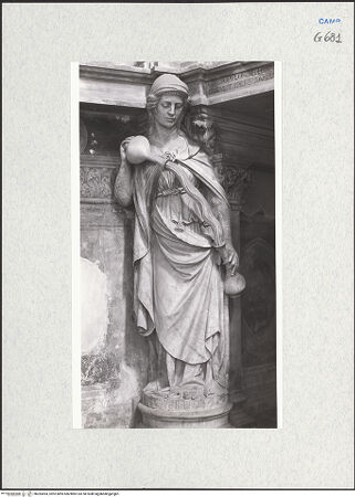 Vorderseite von Courtauld Institute of Art [https://www.deutsche-digitale-bibliothek.de/content/lizenzen/rv-ez/] Grabmal des Königs Ladislaus (gest. 1414)Die Kardinaltugenden (Temperantia, Fortutudo, Prudentia) und Großzügigkeit (Magnanimitas) - Temperantia, bh283494_recto. Foto.