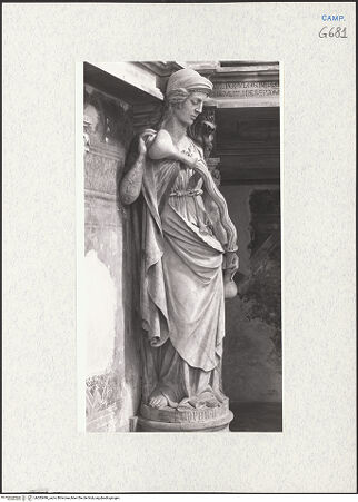 Vorderseite von Courtauld Institute of Art [https://www.deutsche-digitale-bibliothek.de/content/lizenzen/rv-ez/] Grabmal des Königs Ladislaus (gest. 1414)Die Kardinaltugenden (Temperantia, Fortutudo, Prudentia) und Großzügigkeit (Magnanimitas) - Temperantia, bh283496_recto. Foto.