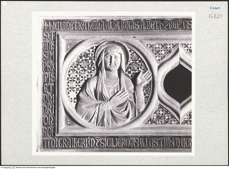 Vorderseite von Courtauld Institute [https://www.deutsche-digitale-bibliothek.de/content/lizenzen/rv-ez/] Grabmal der Katharina von Österreich - Südseite, Maria, bh283566_recto. Foto.