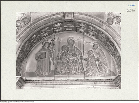 Vorderseite von Courtauld Institute of Art [https://www.deutsche-digitale-bibliothek.de/content/lizenzen/rv-ez/] Grabmal des Filippo Spinelli (gest. 1616)Madonna zwischen Thomas von Aquin und Dominikus mit Stifter - Gesamtansicht, bh283666_recto. Foto.