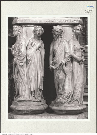 Vorderseite von Courtauld Institute of Art [https://www.deutsche-digitale-bibliothek.de/content/lizenzen/rv-ez/] Tugenden - Charitas und Spes; Fortitudo und Justitia, bh283672_recto. Foto.