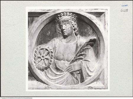 Vorderseite von Courtauld Institute of Art [https://www.deutsche-digitale-bibliothek.de/content/lizenzen/rv-ez/] Grabmal der Dialta Firrao (Dialta de filiis Raonis, gest. 1338) - Detail: hl. Katharina, bh283698_recto. Foto.