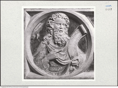 Vorderseite von Courtauld Institute of Art [https://www.deutsche-digitale-bibliothek.de/content/lizenzen/rv-ez/] Grabmal der Dialta Firrao (Dialta de filiis Raonis, gest. 1338) - Detail: hl. Johannes der Täufer, bh283702_recto. Foto.