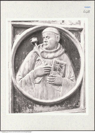 Vorderseite von Courtauld Institute of Art [https://www.deutsche-digitale-bibliothek.de/content/lizenzen/rv-ez/] Grabmal der Dialta Firrao (Dialta de filiis Raonis, gest. 1338) - Detail: hl. Antonius von Padua, bh283707_recto. Foto.