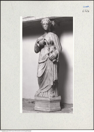 Vorderseite von Courtauld Institute of Art [https://www.deutsche-digitale-bibliothek.de/content/lizenzen/rv-ez/] Grabmal des Antonio Carafa, genannt Malizia (gest. 1438)Tugenden - Temperantia, bh283733_recto. Foto.