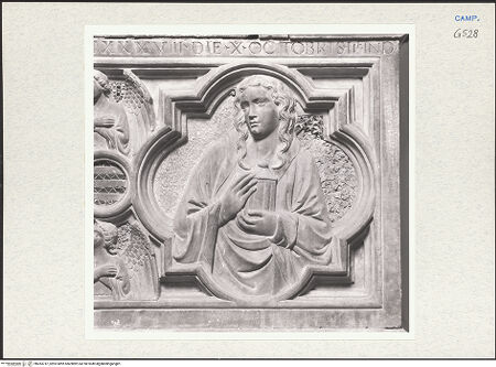 Vorderseite von Courtauld Institute of Art [https://www.deutsche-digitale-bibliothek.de/content/lizenzen/rv-ez/] Grabmal des Antonio Carafa, genannt Malizia (gest. 1438) - Detail: Maria Magdalena, bh283747_recto. Foto.