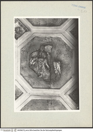 Vorderseite von Nesselrath, Arnold [https://www.deutsche-digitale-bibliothek.de/content/lizenzen/rv-ez/] Sant'Urbano alla Caffarella - Detail der Kassetten: Relieffragment (weibliche Figur mit Vögeln), bh286070_recto. Foto: Nesselrath, Arnold.