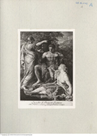 Vorderseite von  [http://creativecommons.org/publicdomain/mark/1.0/] Herkules am Scheideweg (aus "Racolta di stampe rappresentanti i quadri piu scelti" der Marchesi Gerini) - , bh286229. Foto.