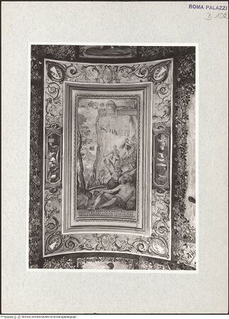 Vorderseite von Vasari [https://www.deutsche-digitale-bibliothek.de/content/lizenzen/rv-ez/] Die Taten des Herkules und Laubengang mit TierenHerkules am Scheideweg - , bh287409_recto. Foto: Vasari, Giorgio.