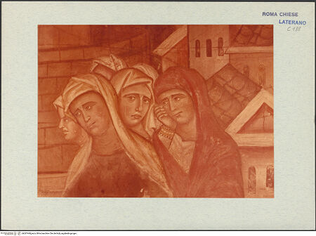 Vorderseite von Vasari [https://www.deutsche-digitale-bibliothek.de/content/lizenzen/rv-ez/] FreskenzyklusMartyrium des heiligen Petrus - Detail: Gesichter der Frauengruppe rechts des Kreuzes, bh287444_recto. Foto.