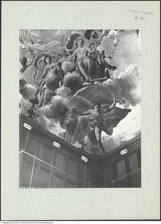 Vorderseite von ICCD [https://www.deutsche-digitale-bibliothek.de/content/lizenzen/rv-ez/] Apotheose der Theologie - Detail: Gruppe von Allegorien auf einem Wagen, bh289174_recto. Foto.