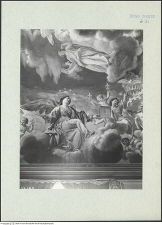 Vorderseite von ICCD [https://www.deutsche-digitale-bibliothek.de/content/lizenzen/rv-ez/] Apotheose der Theologie - Detail: Allegorie der Mathematik (?), bh289179_recto. Foto.