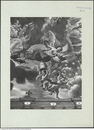 Vorderseite von ICCD [https://www.deutsche-digitale-bibliothek.de/content/lizenzen/rv-ez/] Apotheose der Theologie - Detail: Juno, Frühling und Putten mti Papstinsignien, bh289182_recto. Foto.