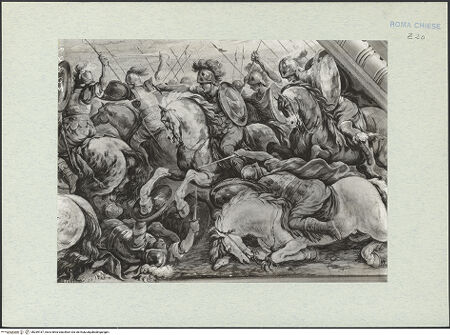 Vorderseite von ICCD [https://www.deutsche-digitale-bibliothek.de/content/lizenzen/rv-ez/] Allegorien und Szenen aus der römischen Geschichte - Seitliches langes Bildfeld, Detail: stürzende Reiter und kämpfende Soldaten, bh289187_recto. Foto.