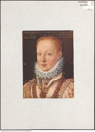 Vorderseite von Kunsthistorisches Museum? [https://www.deutsche-digitale-bibliothek.de/content/lizenzen/rv-ez/] Bildnis der Margherita Gonzaga (1564-1618) - , bh289366_recto. Foto.