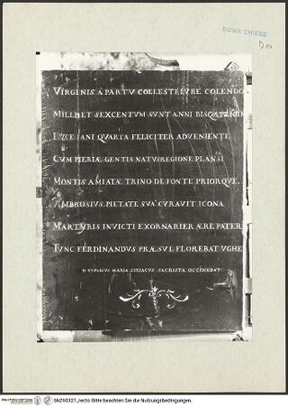 Vorderseite von Istituto Nazionale per la Grafica [https://www.deutsche-digitale-bibliothek.de/content/lizenzen/rv-ez/] Inschrifttafel - , bh290321_recto. Foto.