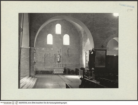 Vorderseite von Istituto Nazionale per la Grafica [https://www.deutsche-digitale-bibliothek.de/content/lizenzen/rv-fz/] Abbazia delle Tre FontaneSanti Vincenzo ed Anastasio - Blick in den rechten Querhausarm, bh290338_recto. Foto.