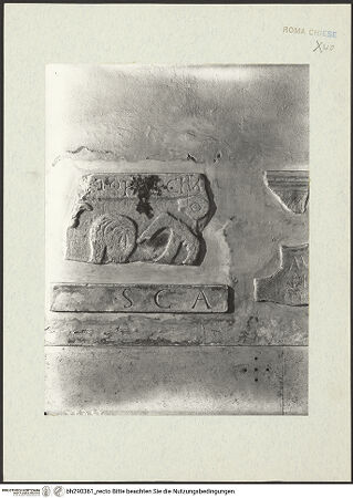 Vorderseite von Istituto Nazionale per la Grafica [https://www.deutsche-digitale-bibliothek.de/content/lizenzen/rv-ez/] Inschriftenfragmente - Spätantike / frühchristliche Fragmente, bh290361_recto. Foto.