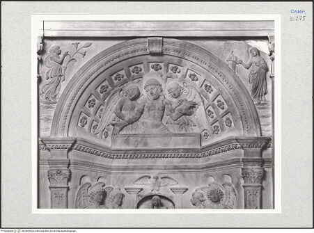 Vorderseite von Courtauld Institute of Art [https://www.deutsche-digitale-bibliothek.de/content/lizenzen/rv-ez/] Tabernakel mit Gottvater, Schmerzensmann, Verkündigung und Madonna - Verkündigung und Schmerzensmann, bh290499_recto. Foto.
