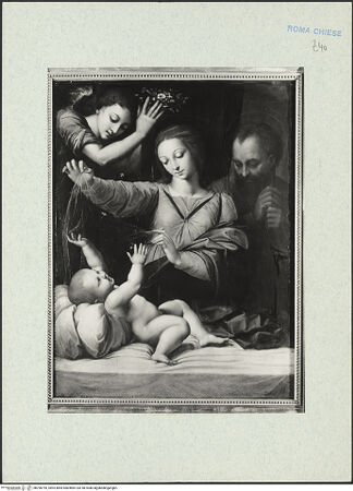 Vorderseite von ICCD [https://rightsstatements.org/page/CNE/1.0/] Die Heilige Familie (Kopie nach Raffaels Madonna del Velo) - , bh290795_recto. Foto.