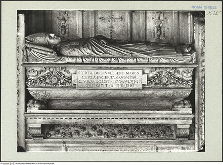 Vorderseite von ICCD [https://www.deutsche-digitale-bibliothek.de/content/lizenzen/rv-ez/] Grabmal des Bischofs Diego Melendes Valdes (+1506)Sarkophag mit Liegefigur - Sarkophag und Gisant, bh290806_recto. Foto.