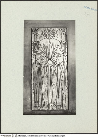 Vorderseite von ICCD [https://rightsstatements.org/page/CNE/1.0/] Grabplatte eines Unbekannten - Gesamtansicht, bh290826_recto. Foto.