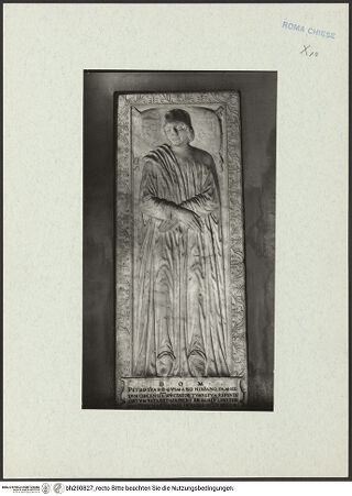 Vorderseite von ICCD [https://rightsstatements.org/page/CNE/1.0/] Grabplatte des Pietro Suaro Guzman - Gesamtansicht, bh290827_recto. Foto.