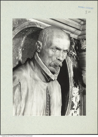 Vorderseite von ICCD [https://www.deutsche-digitale-bibliothek.de/content/lizenzen/rv-ez/] Grabmal des Pedro Foix de MontoyaBüste des Pedro Foix de Montoya - Nahaufnahme von links, bh290833_recto. Foto.