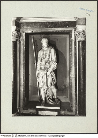 Vorderseite von ICCD [https://rightsstatements.org/page/CNE/1.0/] Der heilige Jakob - Gesamtaufnahme, bh290847_recto. Foto.