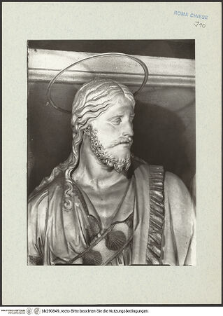 Vorderseite von ICCD [https://rightsstatements.org/page/CNE/1.0/] Der heilige Jakob - Detail: Kopf des Heiligen, bh290849_recto. Foto.