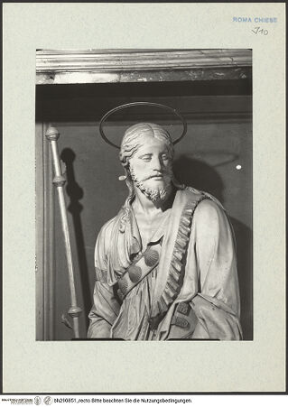 Vorderseite von ICCD [https://rightsstatements.org/page/CNE/1.0/] Der heilige Jakob - Detail: Oberkörper und Kopf des Heiligen, bh290851_recto. Foto.