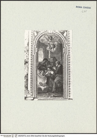 Vorderseite von Bibliotheca Hertziana [https://www.deutsche-digitale-bibliothek.de/content/lizenzen/rv-fz/] Szenen aus dem Leben der MariaDie Anbetung des Kindes - , bh292972_recto. Foto.