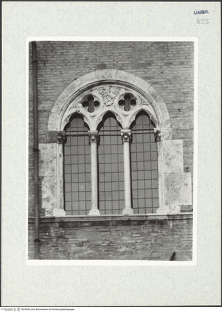 Vorderseite von Getty Research Institute [https://www.deutsche-digitale-bibliothek.de/content/lizenzen/rv-ez/] Palazzo Trinci - Detail: Triforienfenster, bh296089_recto. Foto: Hutzel, Max.
