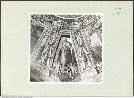 Vorderseite von Getty Research Institute? [https://www.deutsche-digitale-bibliothek.de/content/lizenzen/rv-ez/] llusionistische Deckenmalerei mit Szenen aus dem Leben heiliger Eremitinnen und PersonifikationenPaupertas - Gesamtansicht, bh296380_recto. Foto: Hutzel, Max.