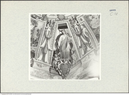 Vorderseite von Getty Research Institute? [https://www.deutsche-digitale-bibliothek.de/content/lizenzen/rv-ez/] llusionistische Deckenmalerei mit Szenen aus dem Leben heiliger Eremitinnen und PersonifikationenObedienza - Gesamtansicht, bh296381_recto. Foto: Hutzel, Max.