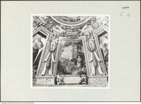 Vorderseite von Getty Research Institute? [https://www.deutsche-digitale-bibliothek.de/content/lizenzen/rv-ez/] llusionistische Deckenmalerei mit Szenen aus dem Leben heiliger Eremitinnen und PersonifikationenDie heilige Maria Magdalena als Büßerin - Gesamtansicht, bh296386_recto. Foto: Hutzel, Max.