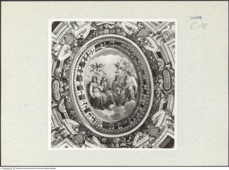 Vorderseite von Getty Research Institute [https://www.deutsche-digitale-bibliothek.de/content/lizenzen/rv-ez/] llusionistische Deckenmalerei mit Szenen aus dem Leben heiliger Eremitinnen und PersonifikationenDie heiligen Dymphna, Maria von Ägypten, Maria Magdalena und Sophronia - Gesamtansicht, bh296388_recto. Foto: Hutzel, Max.