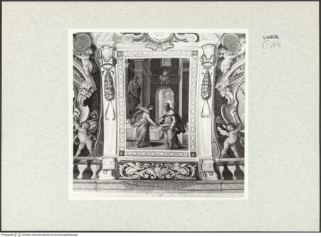 Vorderseite von Getty Research Institute [https://www.deutsche-digitale-bibliothek.de/content/lizenzen/rv-ez/] Dekorationsprogramm mit Personifikationen und Szenen aus der Geschichte DanielsDaniel vor König Nebukadnezzar - Gesamtansicht, bh296405_recto. Foto: Hutzel, Max.