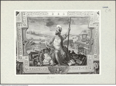 Vorderseite von National Gallery of Art, Washington? [https://www.deutsche-digitale-bibliothek.de/content/lizenzen/rv-ez/] Deckendekoration mit allegorischen Figuren und PuttiArma- Allegorie des Krieges - Gesamtansicht, bh296411_recto. Foto: Hutzel, Max.