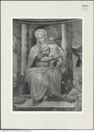 Vorderseite von Getty Research Institute [https://www.deutsche-digitale-bibliothek.de/content/lizenzen/rv-ez/] Heilige Familie mit dem Erzengel Gabriel und den heiligen Joseph, Franz von Assisi und Antonius von Padua; Kreuztragung - Detail: Madonna, bh296436_recto. Foto: Hutzel, Max.