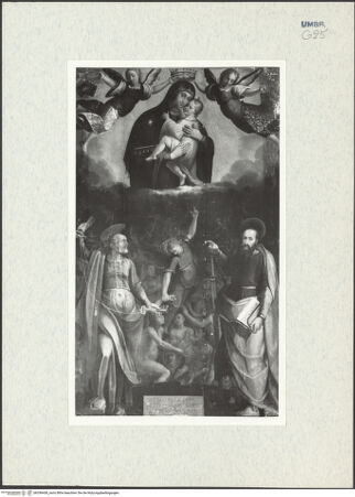 Vorderseite von Getty Research Institute [https://www.deutsche-digitale-bibliothek.de/content/lizenzen/rv-ez/] Maria-Schnee-AltarDie heiligen Petrus und Paulus als Fürbitter für die Seelen im Fegefeuer vor der Madonna vom Berge Karmel - Gesamtansicht, bh296438_recto. Foto: Hutzel, Max.