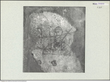 Vorderseite von DAI [https://www.deutsche-digitale-bibliothek.de/content/lizenzen/rv-ez/] Fragmente der Wandmalerei - Detail: Mann mit Kreuz, bh298030_recto. Foto.