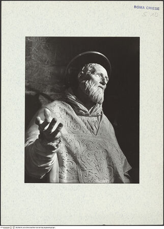 Vorderseite von ICCD [https://www.deutsche-digitale-bibliothek.de/content/lizenzen/rv-ez/] Der heilige Filippo Neri und ein Engel - Detail: Kopf und Oberkörper des Heiligen, bh298345_recto. Foto.