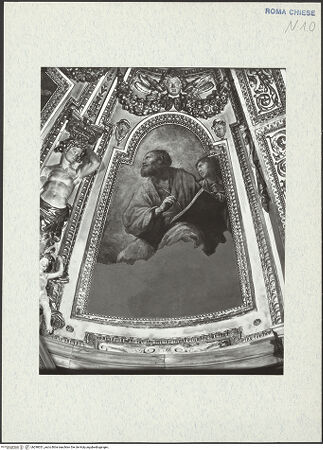 Vorderseite von ICCD [https://www.deutsche-digitale-bibliothek.de/content/lizenzen/rv-ez/] Gewölbe- und ArkadenbogendekorationGewölbeausmalung mit den Heiligen Matthäus, Johannes dem Täufer und Johannes dem EvangelistenEvangelist Matthäus - , bh298351_recto. Foto.