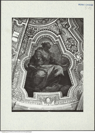 Vorderseite von ICCD [https://www.deutsche-digitale-bibliothek.de/content/lizenzen/rv-ez/] Gewölbe- und ArkadenbogendekorationGewölbedekoration mit Darstellungen der Heiligen Agnes, Katharina, Cäcilia, allegorischen Stuckfiguren und GottvaterDie Heilige Agnes - , bh298356_recto. Foto.