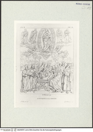 Vorderseite von Bibliotheca Hertziana [https://www.deutsche-digitale-bibliothek.de/content/lizenzen/rv-fz/] Die Fresken der Cappella di Sant'Agostino/ Cappella della Madonna dell'Orto in Santa Maria del PopoloHimmelfahrt Mariens (Taf. IL) - , bh298597_recto. Foto.