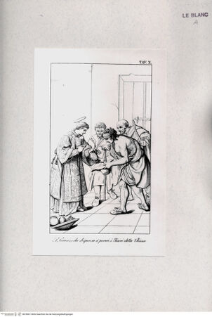 Vorderseite von Bibliotheca Hertziana [http://creativecommons.org/publicdomain/mark/1.0/] Der Heilige Laurentius verteilt die Kirchengüter unter die Armen (Rom, San Lorenzo f.l.m.) (Taf. X aus G. Fontana, "Raccolta delle migliori chiese di Roma e suburbane. Espresse in tavole disegnate ed incise da G.Fontana...", vol. I, Roma 1838) - , bh298673. Foto.