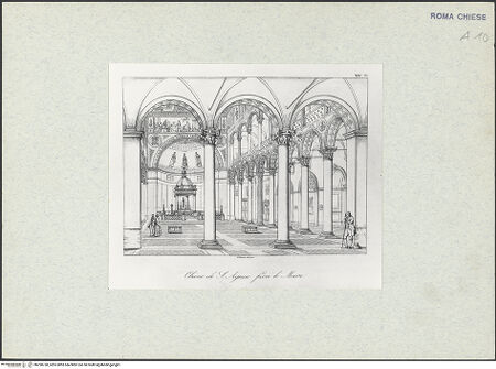 Vorderseite von Bibliotheca Hertziana [https://rightsstatements.org/page/CNE/1.0/] Innenansicht von Sant'Agnese fuori le Mura (Taf. VI aus G. Fontana, "Raccolta delle migliori chiese di Roma e suburbane espresse in tavole disegnate ed incise da G. Fontana", vol.III, Rom 1838) - , bh298738_recto. Foto.